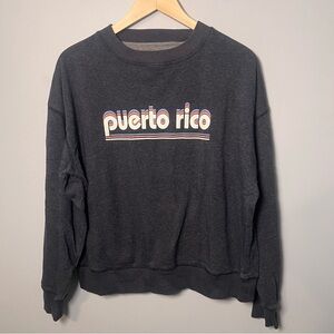 Champion PUERTO RICO Crewneck Women’s L Blue Fleece Pullover Sweatshirt C6200